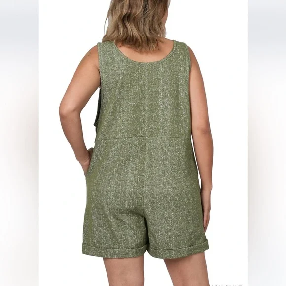 NWT! Plus Size Rust Romper with Front Pockets Super Stretchy Comfy Lightweight - Picture 2 of 4